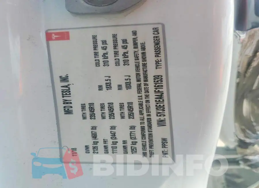 5YJ3E1EA4JF161539 Photo# 12