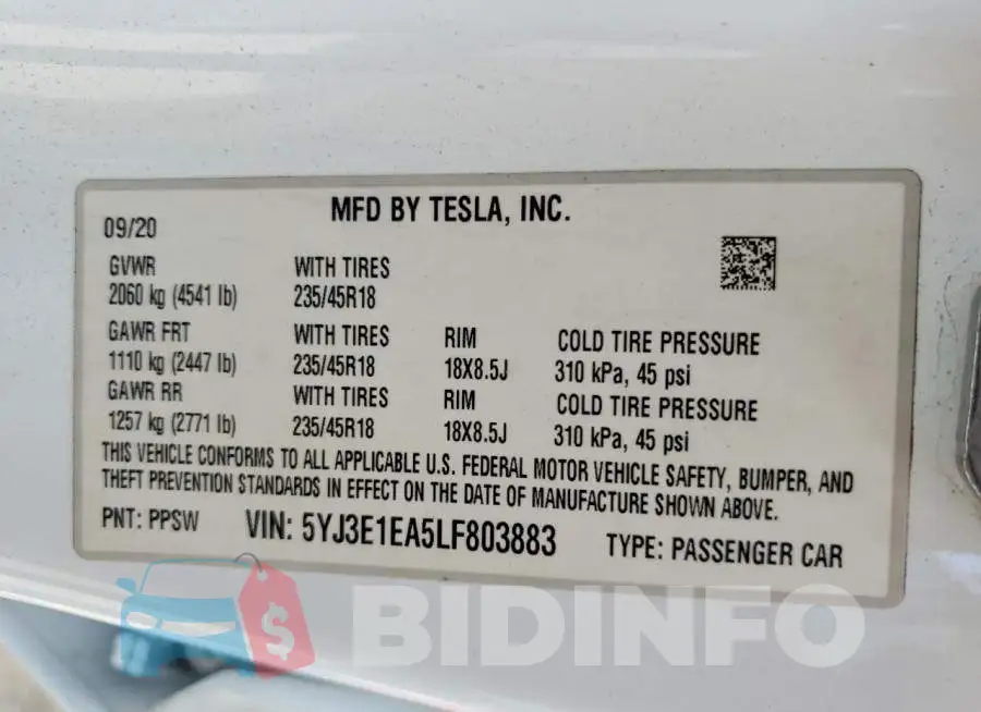 5YJ3E1EA5LF803883 Photo# 13