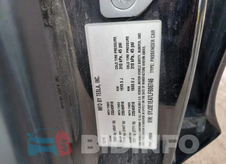 5YJ3E1EA7LF606746 Photo# 12