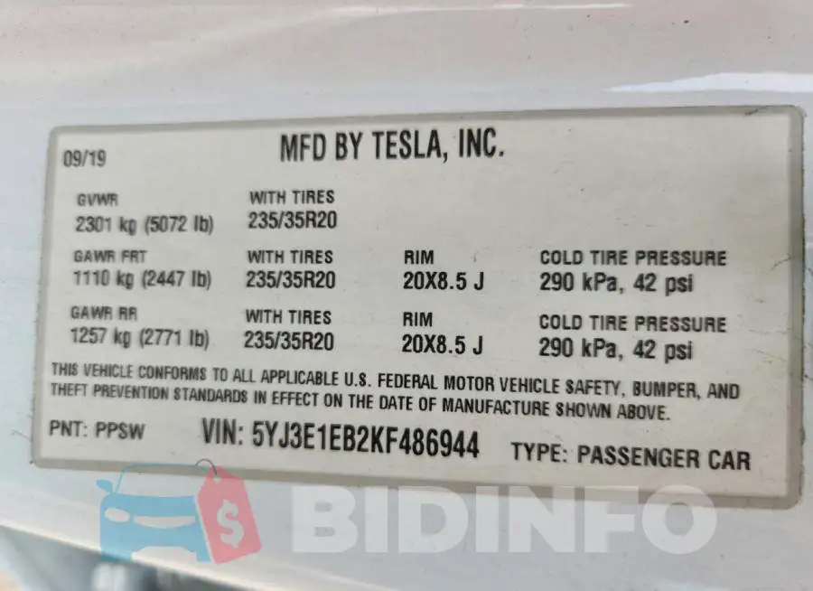 5YJ3E1EB2KF486944 Photo# 12