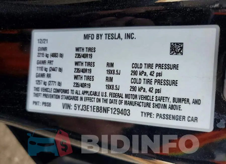 5YJ3E1EB8NF129403 Photo# 12