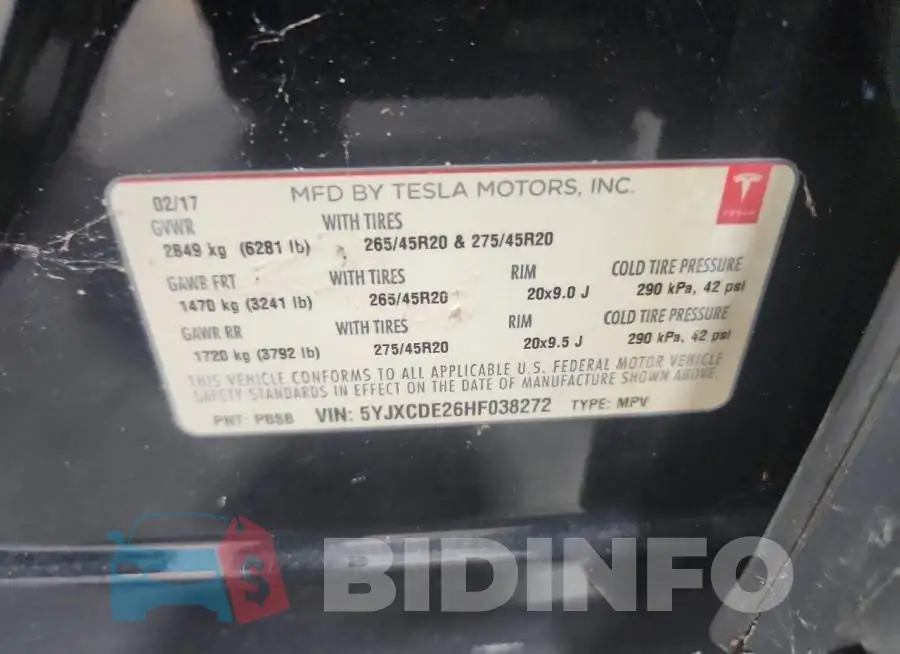 5YJXCDE26HF038272 Photo# 14