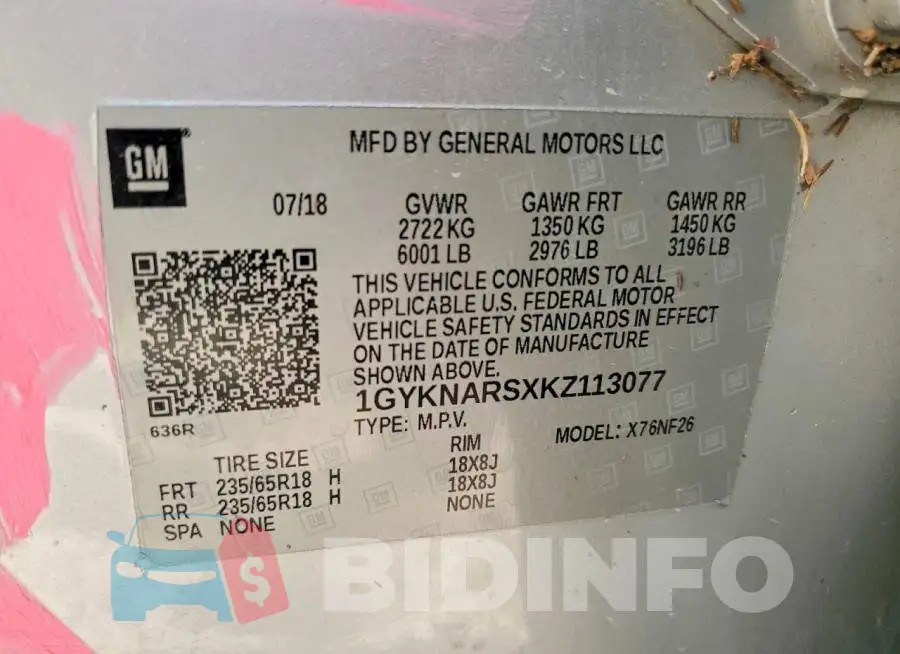 1GYKNARSXKZ113077 Photo# 13