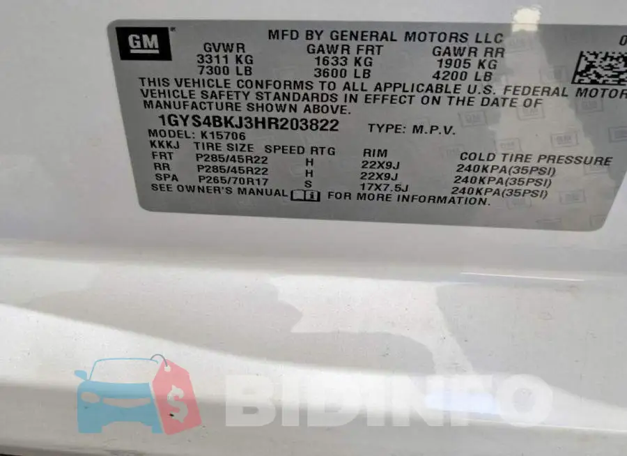 1GYS4BKJ3HR203822 Photo# 13