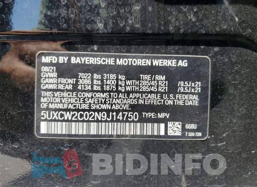 5UXCW2C02N9J14750 Photo# 14
