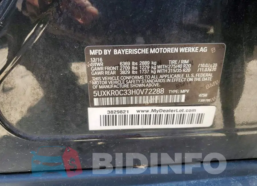 5UXKR0C33H0V72288 Photo# 13