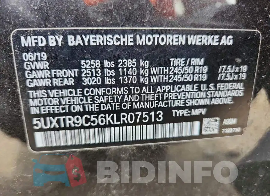 5UXTR9C56KLR07513 Photo# 14