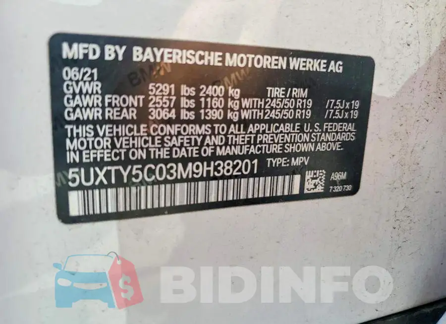 5UXTY5C03M9H38201 Photo# 13