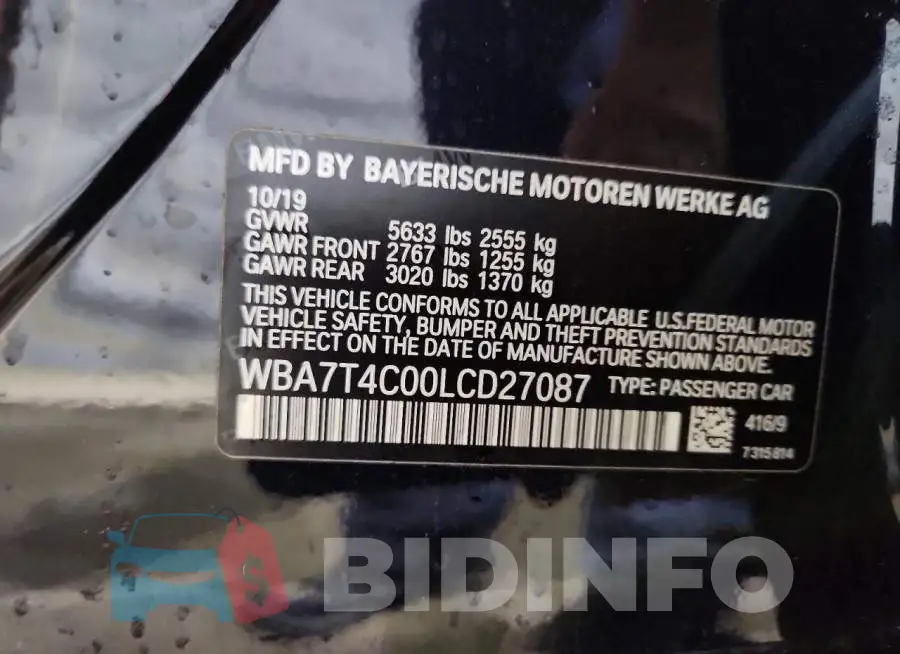 WBA7T4C00LCD27087 Photo# 13