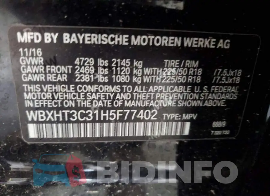 WBXHT3C31H5F77402 Photo# 12