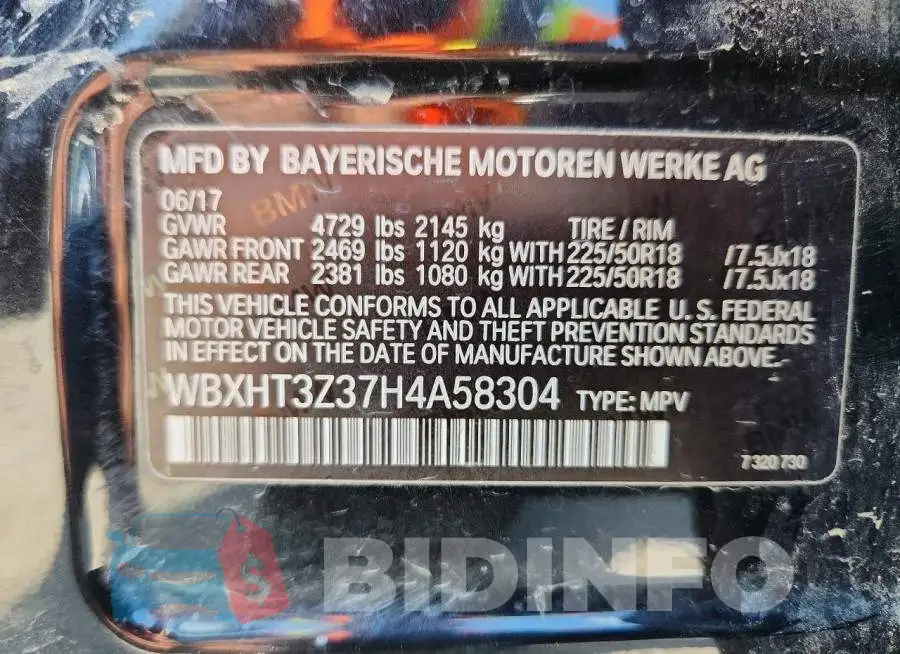 WBXHT3Z37H4A58304 Photo# 14