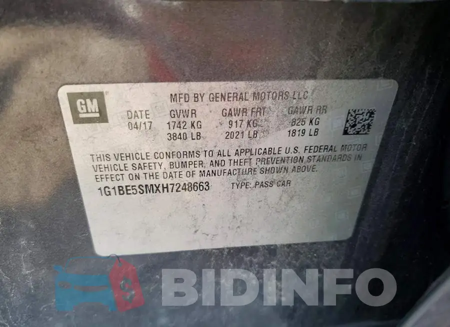 1G1BE5SMXH7248663 Photo# 12