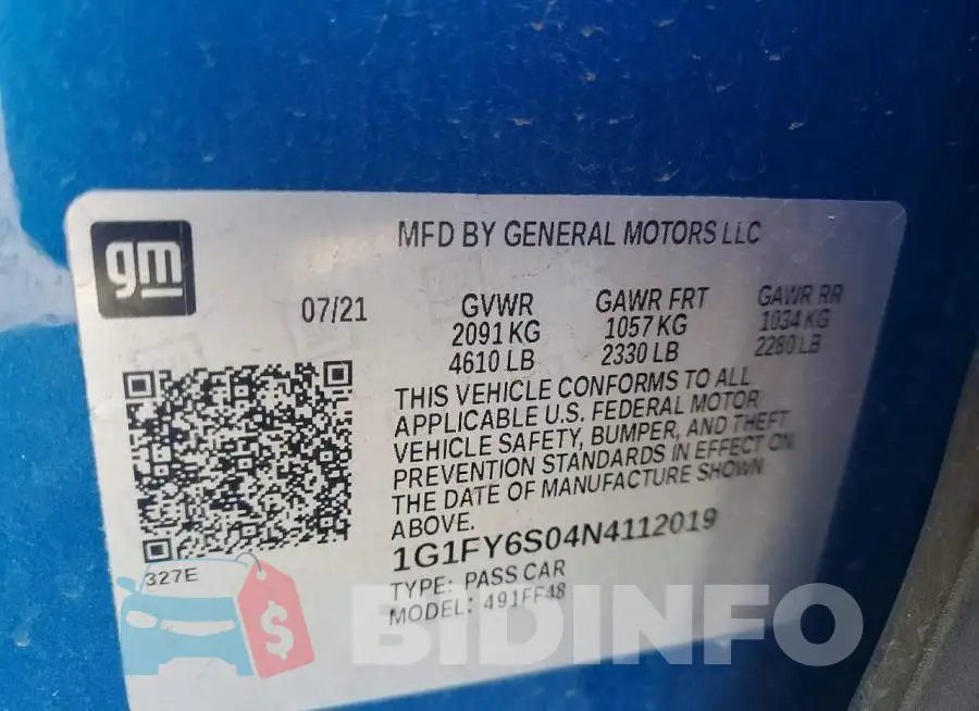 1G1FY6S04N4112019 Photo# 13