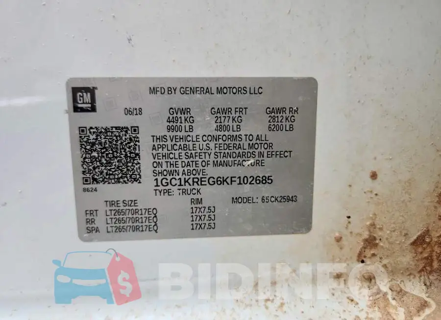 1GC1KREG6KF102685 Photo# 12
