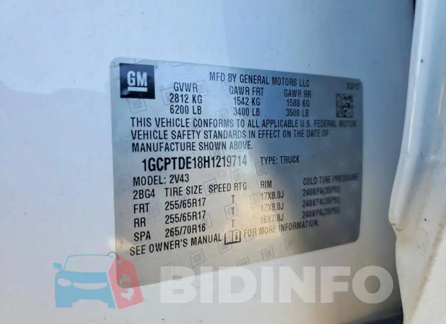 1GCPTDE18H1219714 Photo# 12