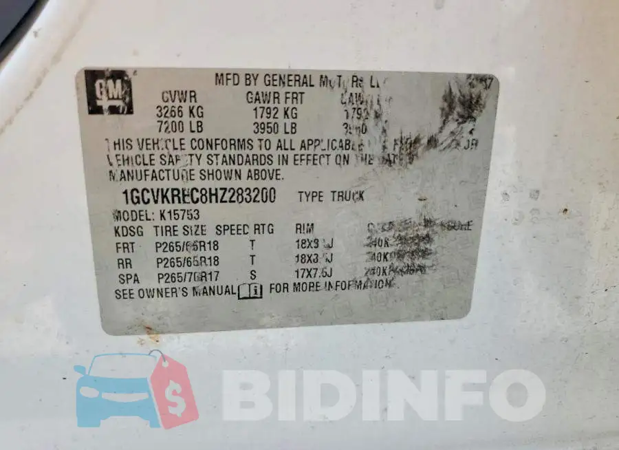 1GCVKREC8HZ283200 Photo# 13