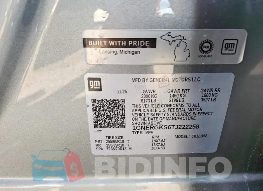 1GNERGKS6TJ222258 Photo# 13