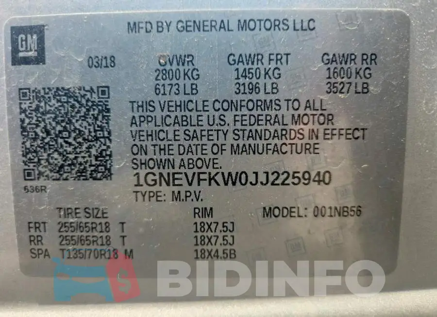 1GNEVFKW0JJ225940 Photo# 13