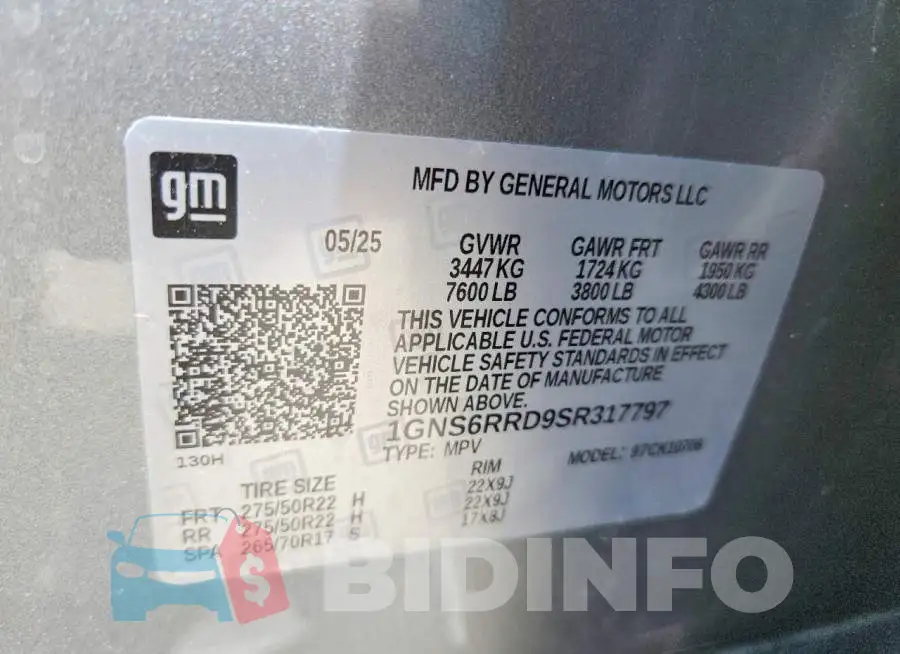 1GNS6RRD9SR317797 Photo# 13