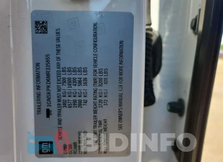 1GNSKPKD6MR335655 Photo# 13