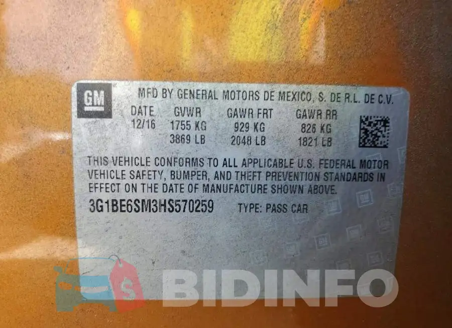3G1BE6SM3HS570259 Photo# 13