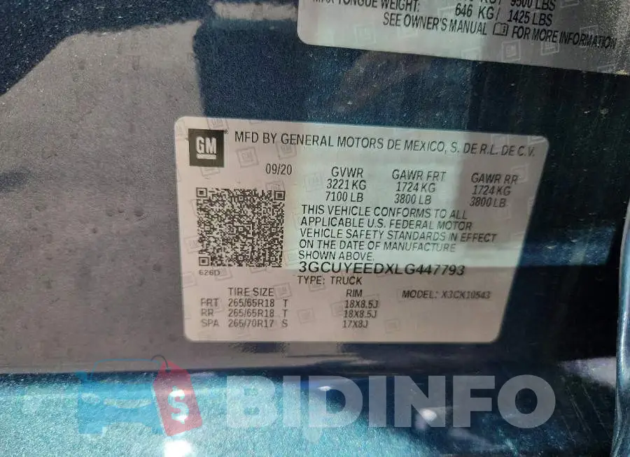 3GCUYEEDXLG447793 Photo# 13