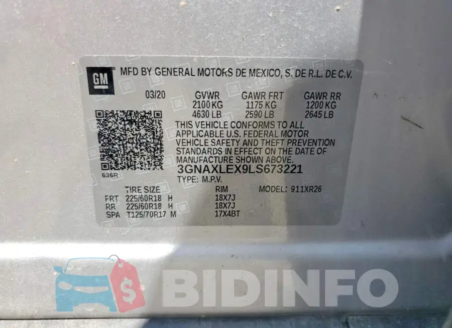 3GNAXLEX9LS673221 Photo# 13