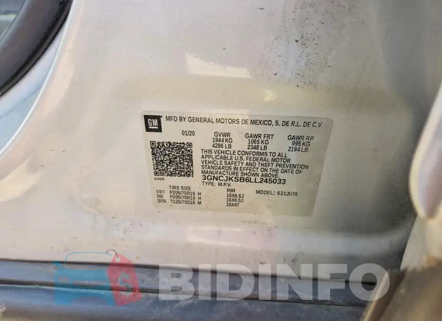 3GNCJKSB6LL245033 Photo# 13