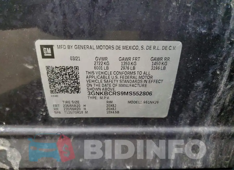 3GNKBCRS9MS552806 Photo# 14