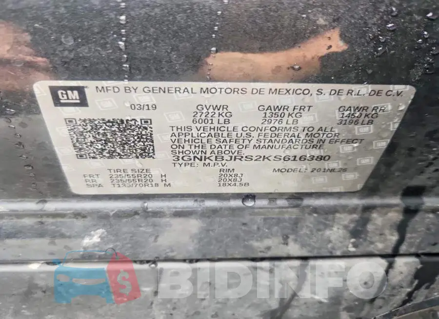 3GNKBJRS2KS616380 Photo# 13