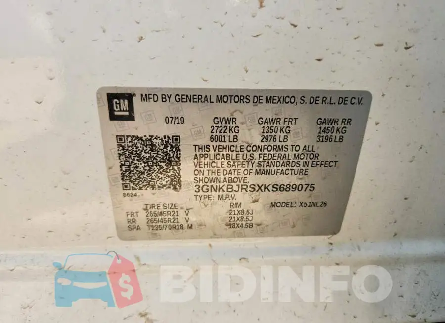 3GNKBJRSXKS689075 Photo# 13