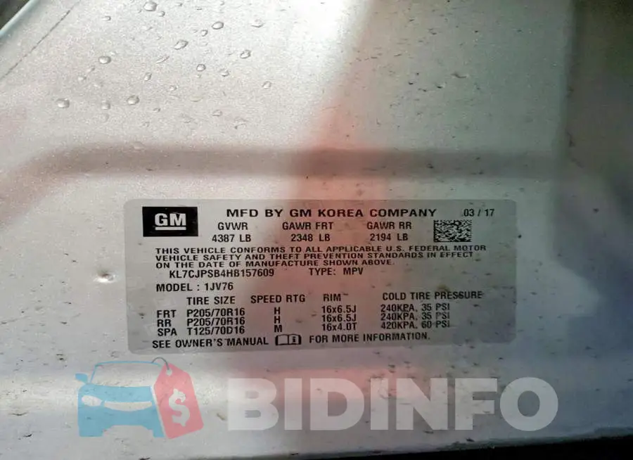 KL7CJPSB4HB157609 Photo# 13