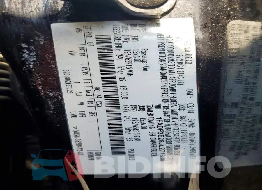 1FADP3E26JL271336 Photo# 12