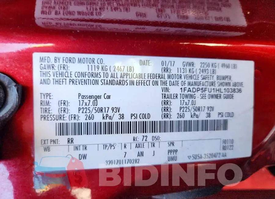 1FADP5FU1HL103836 Photo# 12