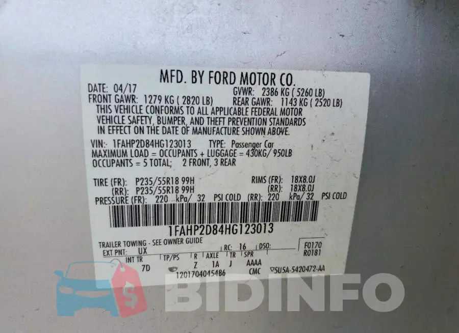 1FAHP2D84HG123013 Photo# 12