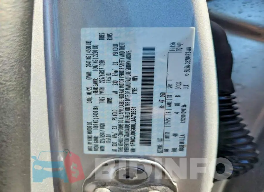 1FMCU9G68LUA73531 Photo# 14