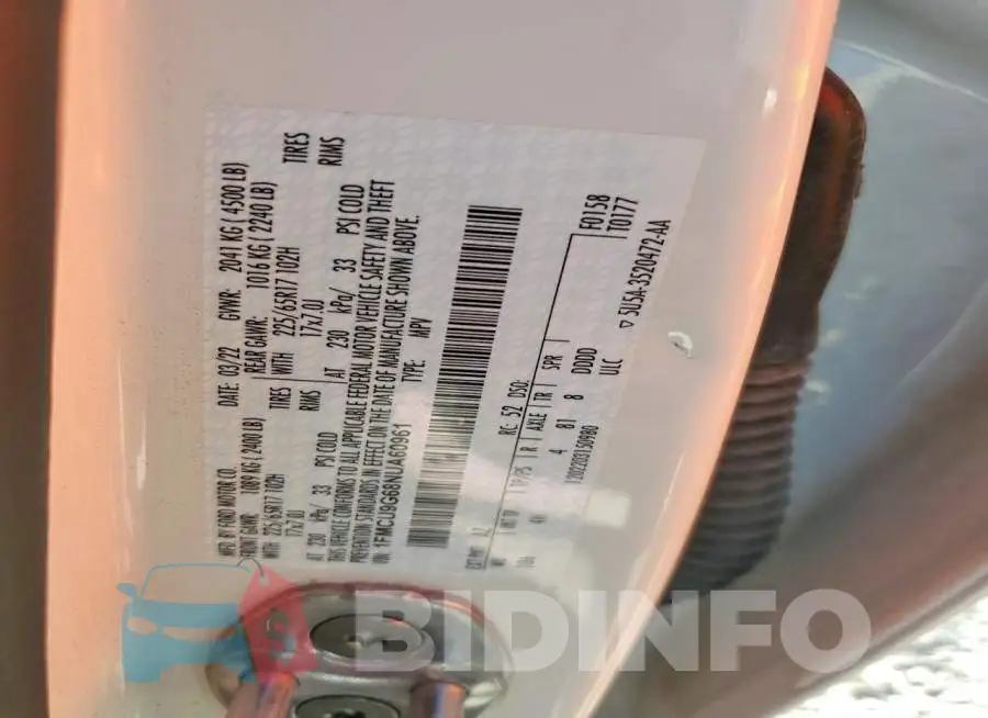 1FMCU9G68NUA60961 Photo# 13