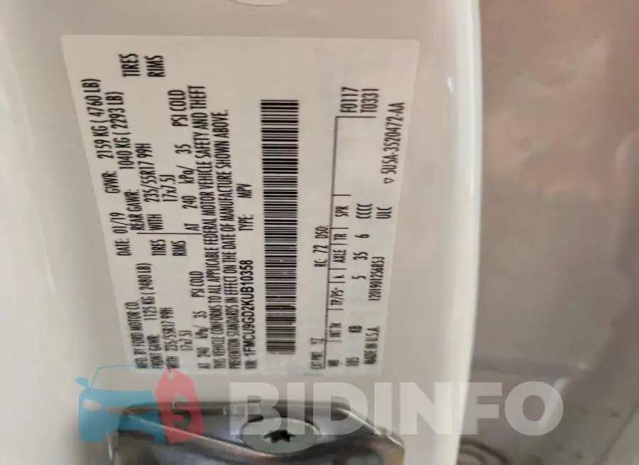 1FMCU9GD2KUB10358 Photo# 13