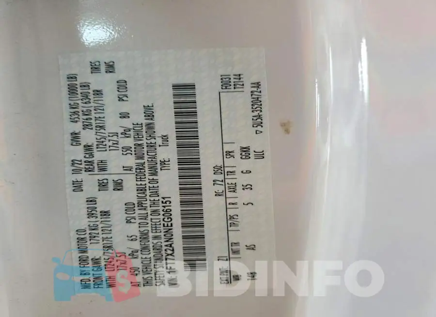 1FT7X2AN0NEG06151 Photo# 12