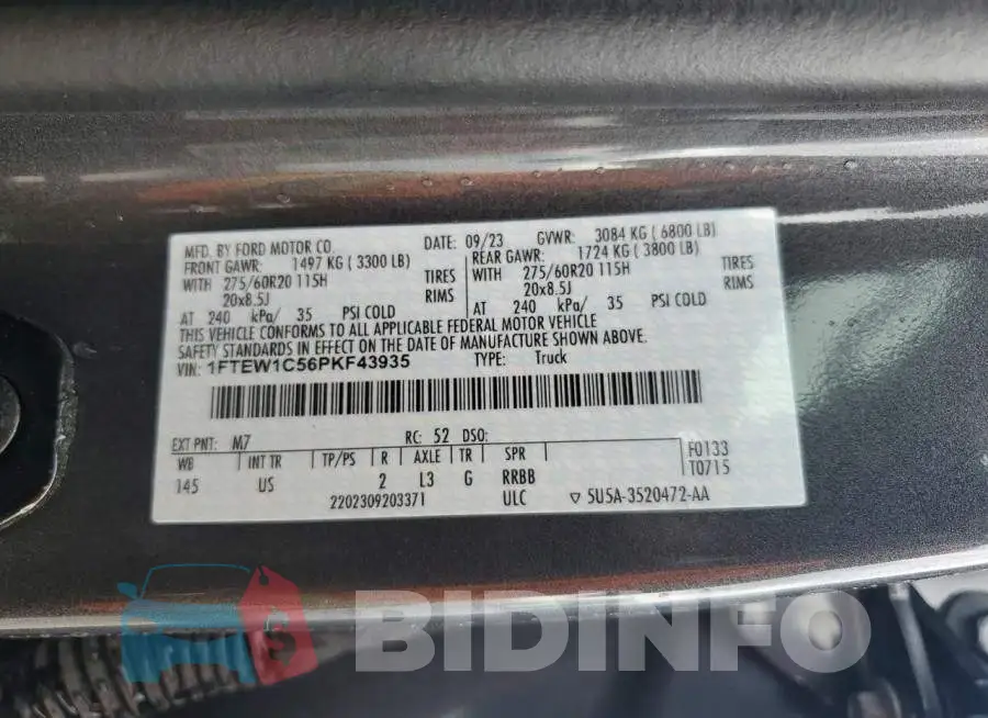 1FTEW1C56PKF43935 Photo# 13