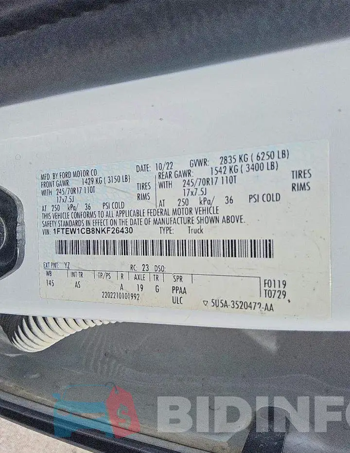 1FTEW1CB8NKF26430 Photo# 12