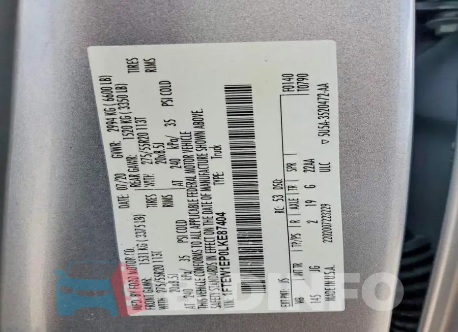 1FTEW1EP0LKE87404 Photo# 14