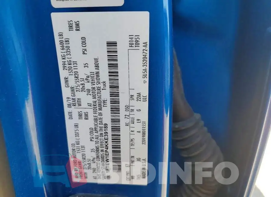 1FTEW1EP4KKE39189 Photo# 12