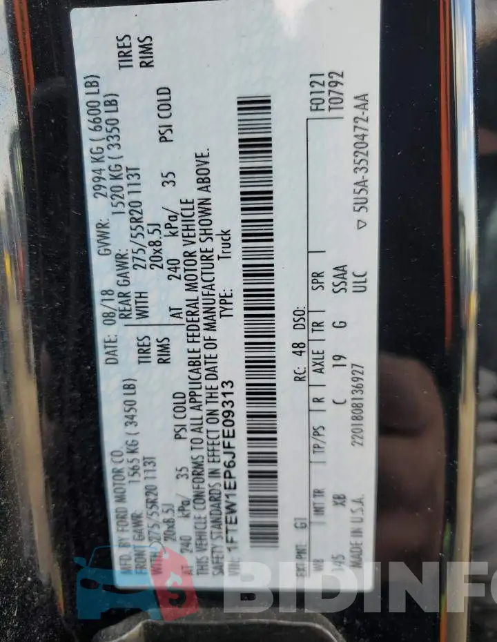 1FTEW1EP6JFE09313 Photo# 12