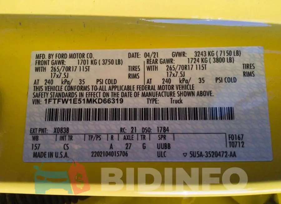 1FTFW1E51MKD66319 Photo# 12