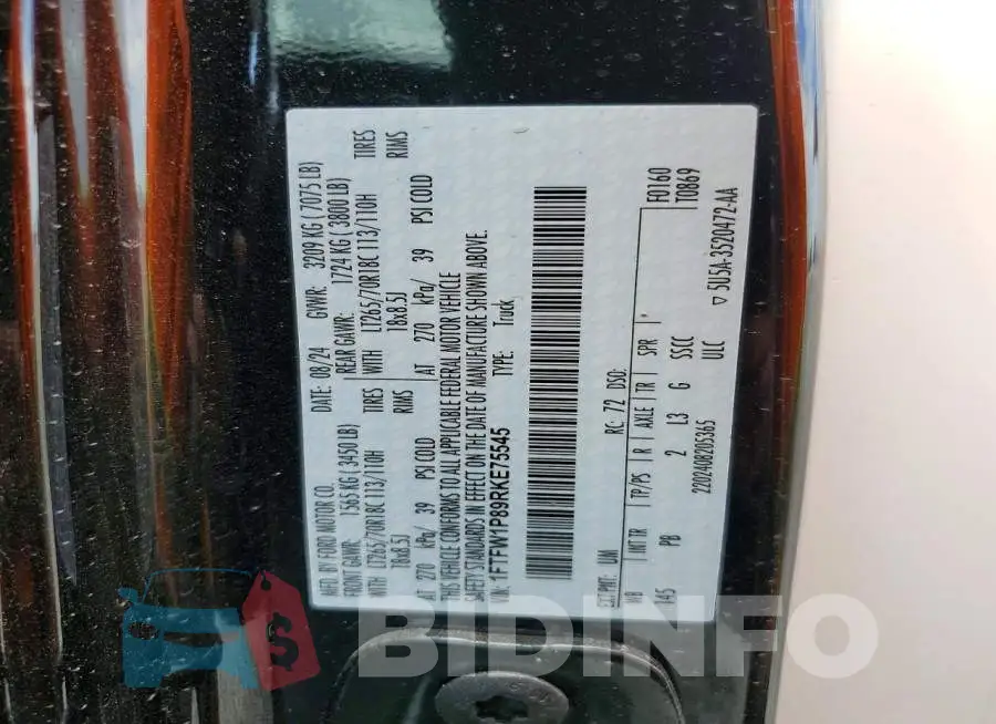 1FTFW1P89RKE75545 Photo# 13