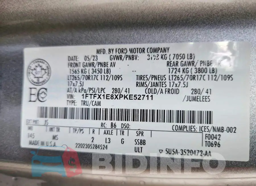 1FTFX1E8XPKE52711 Photo# 13