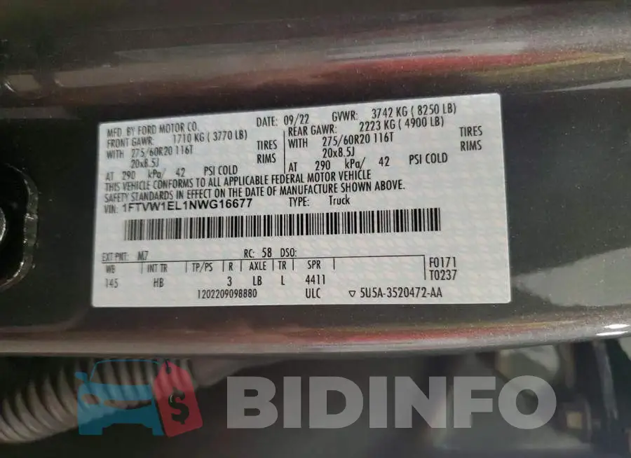 1FTVW1EL1NWG16677 Photo# 13