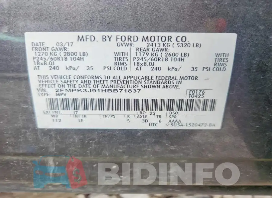 2FMPK3J91HBB71837 Photo# 13