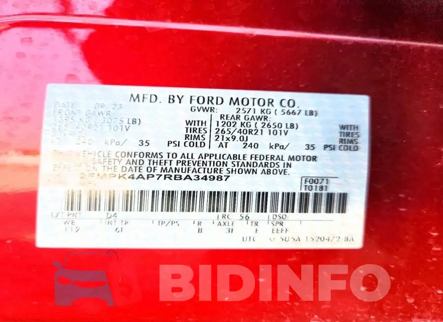 2FMPK4AP7RBA34987 Photo# 12